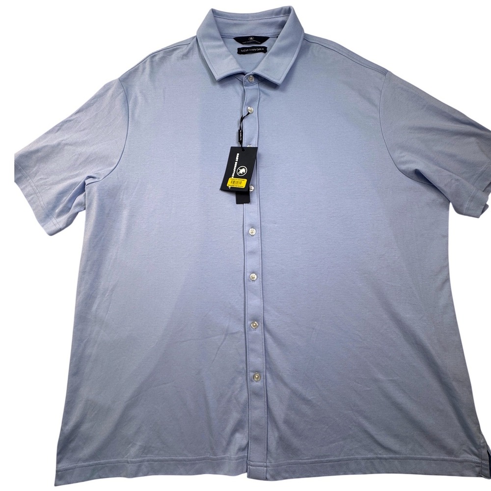 Hart Schaffner Marx HartSoft Luxury Cotton Shirt XXL Light Blue Short Sleeve NWT